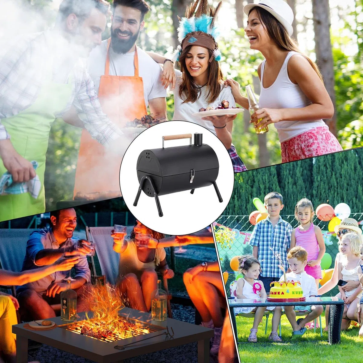 Barbecue a carbonella portatile regolabile – Tablet op Outdoor Barbecue Fumatore | Multifunzionale metallo barbecue | Barbecue a canna per porta cortile posteriore casa balcone campeggio terrazza