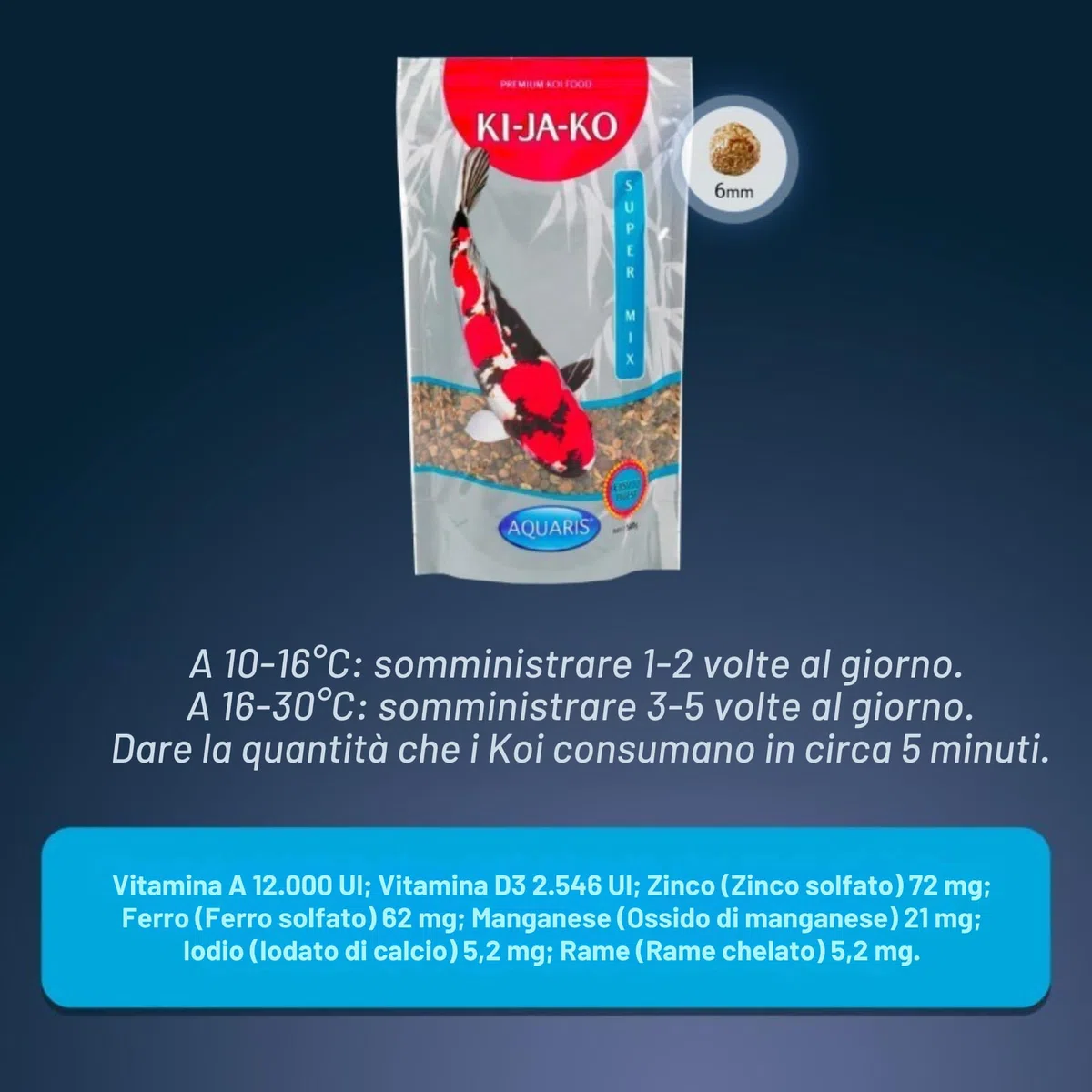 Super Mix alimento per Koi di Alta qualità in Formato Premium da 1 kg / 6mm - con Sapore di Grano, per Koi-Carp