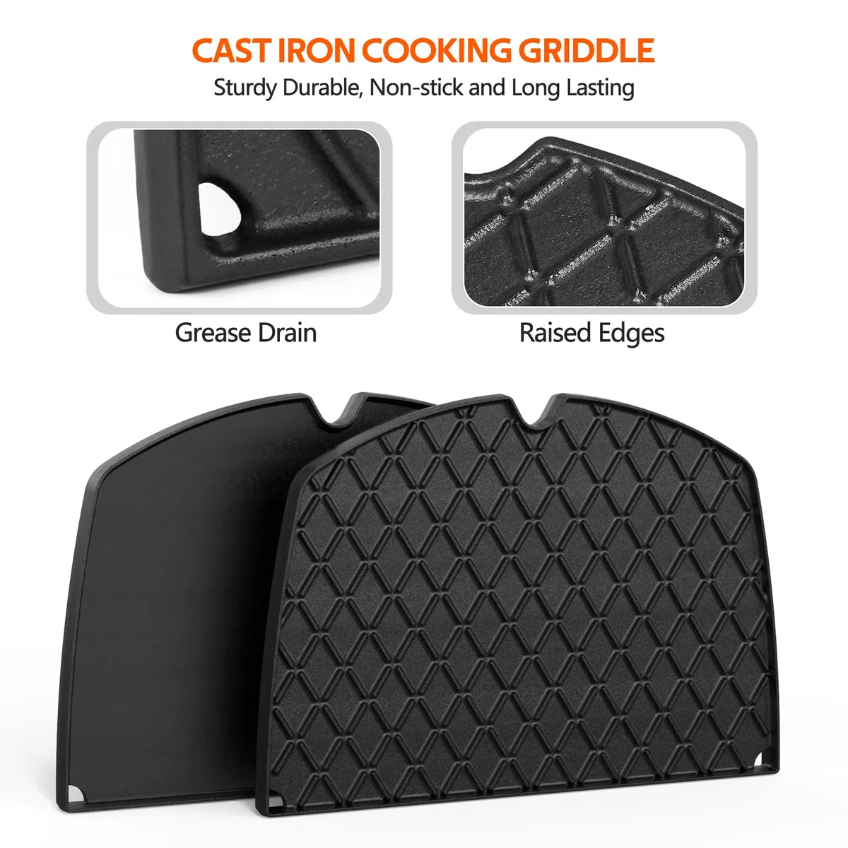 onlyfire Piastre per Barbecue in Ghisa per Griglie Weber Serie Q200&Q2000, Piastra per Grill per Griglie a Gas Weber Q200 Q220 Q240 Q2000 Q2200 Q2400, Ricambio per Weber 6559, 1 Pezzo