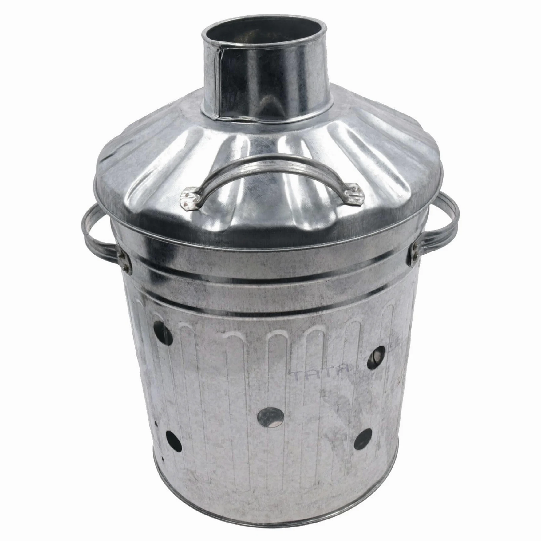 AB Tools Mini inceneritore da giardino piccolo in acciaio zincato per bruciare rifiuti di legno