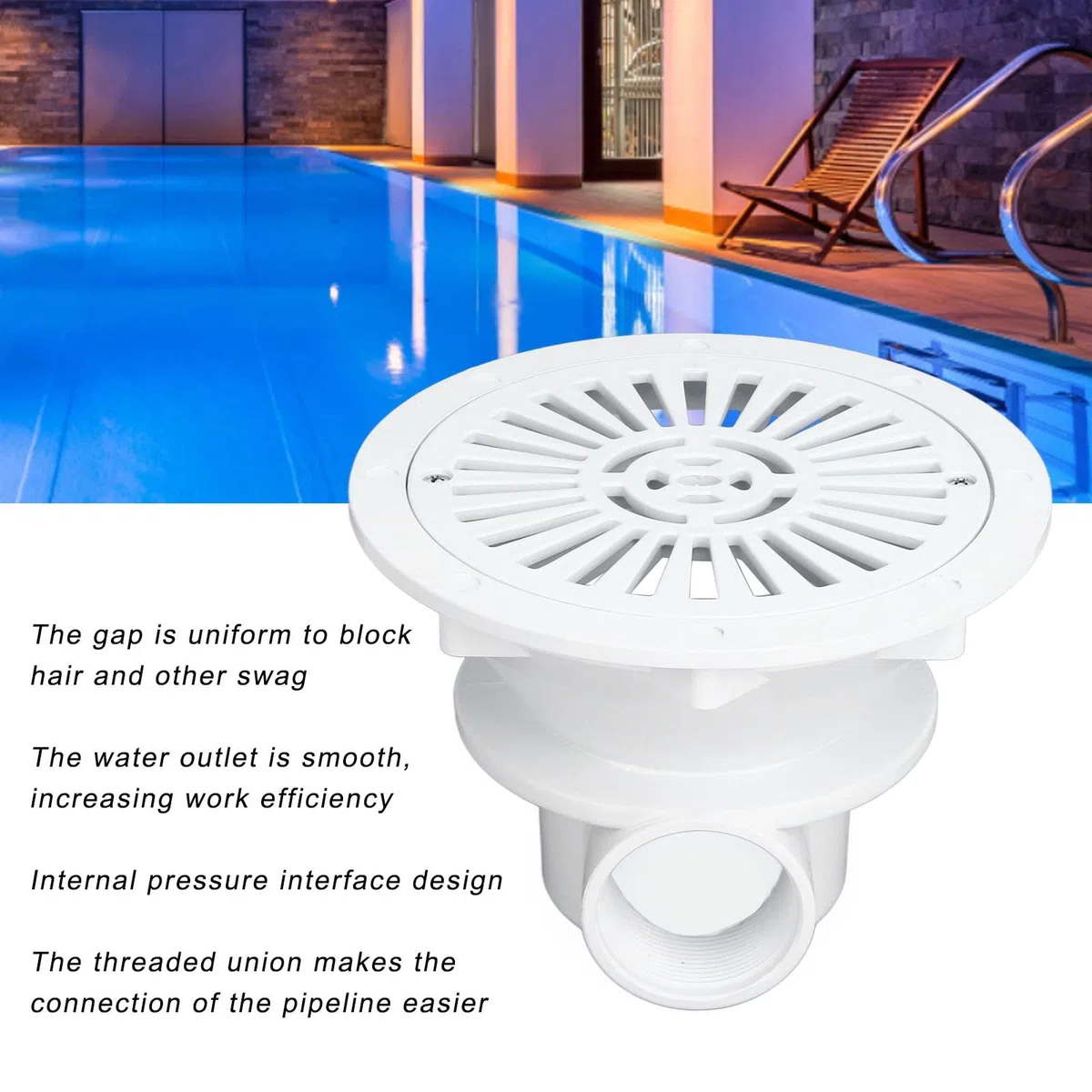 Scarico a pavimento, uscita del coperchio dello scarico principale della piscina in plastica rotonda bianca Accessorio per la piscina Accessori per la sostituzione del drenaggio