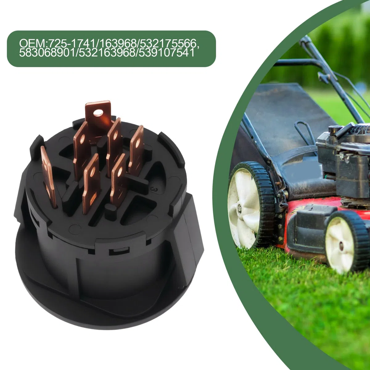 Create idea Interruttore di accensione per tosaerba a 4 posizioni, 7 terminali, con chiave, compatibile con Cub Cadet, compatibile con Husqvarna 532175566 175566 163968