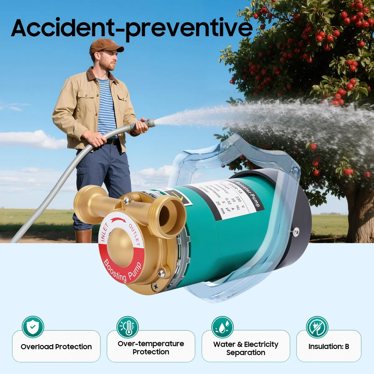 Pompa automatica di aumento della pressione, pompa booster, pompa di circolazione, pompa dell'acqua domestica, per doccia, giardino, pressione dell'acqua aumentata 120 W