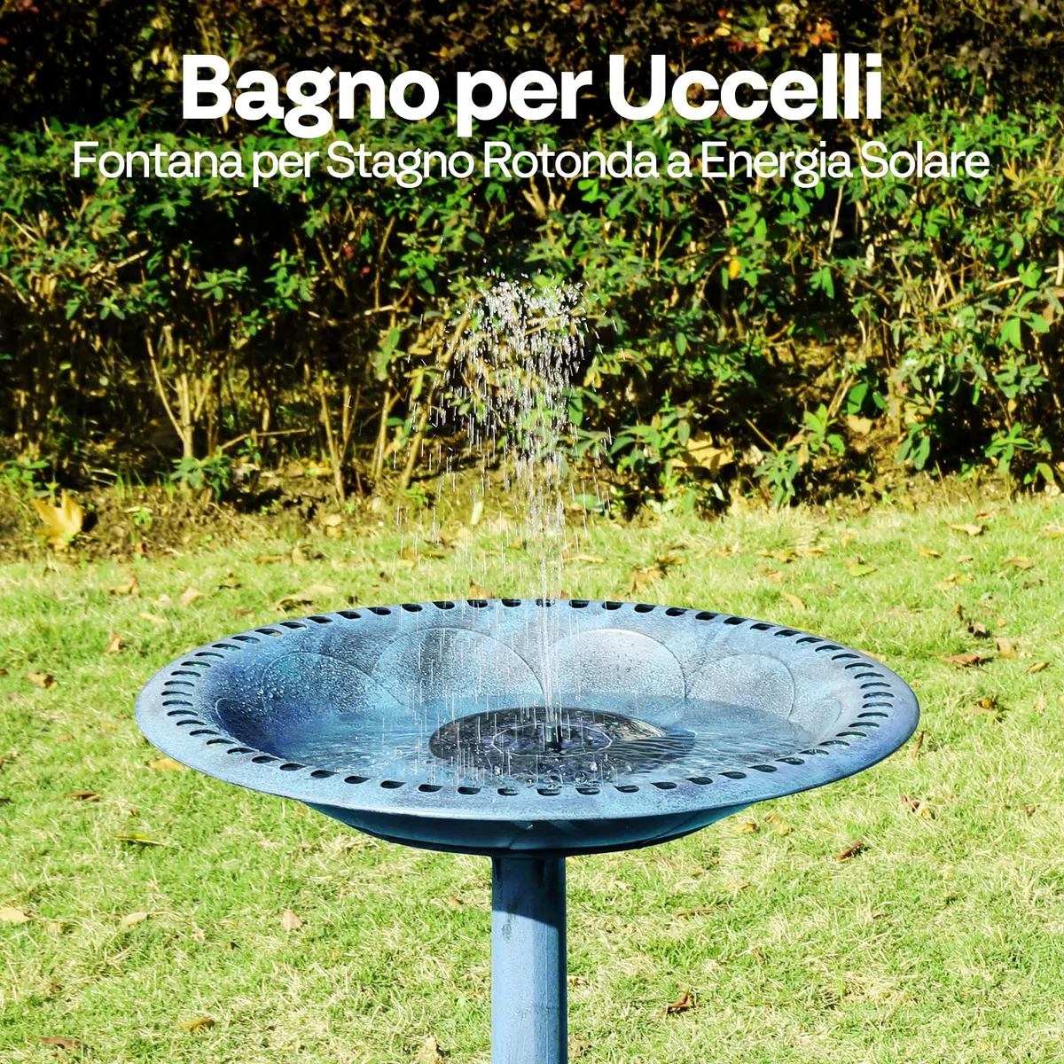 VIVOHOME Abbeveratoio e Mangimatoia per Giardino 71cm Alto con Fontana Solare Grande Resina Autoportante Ciotola d’Acqua Tradizionale