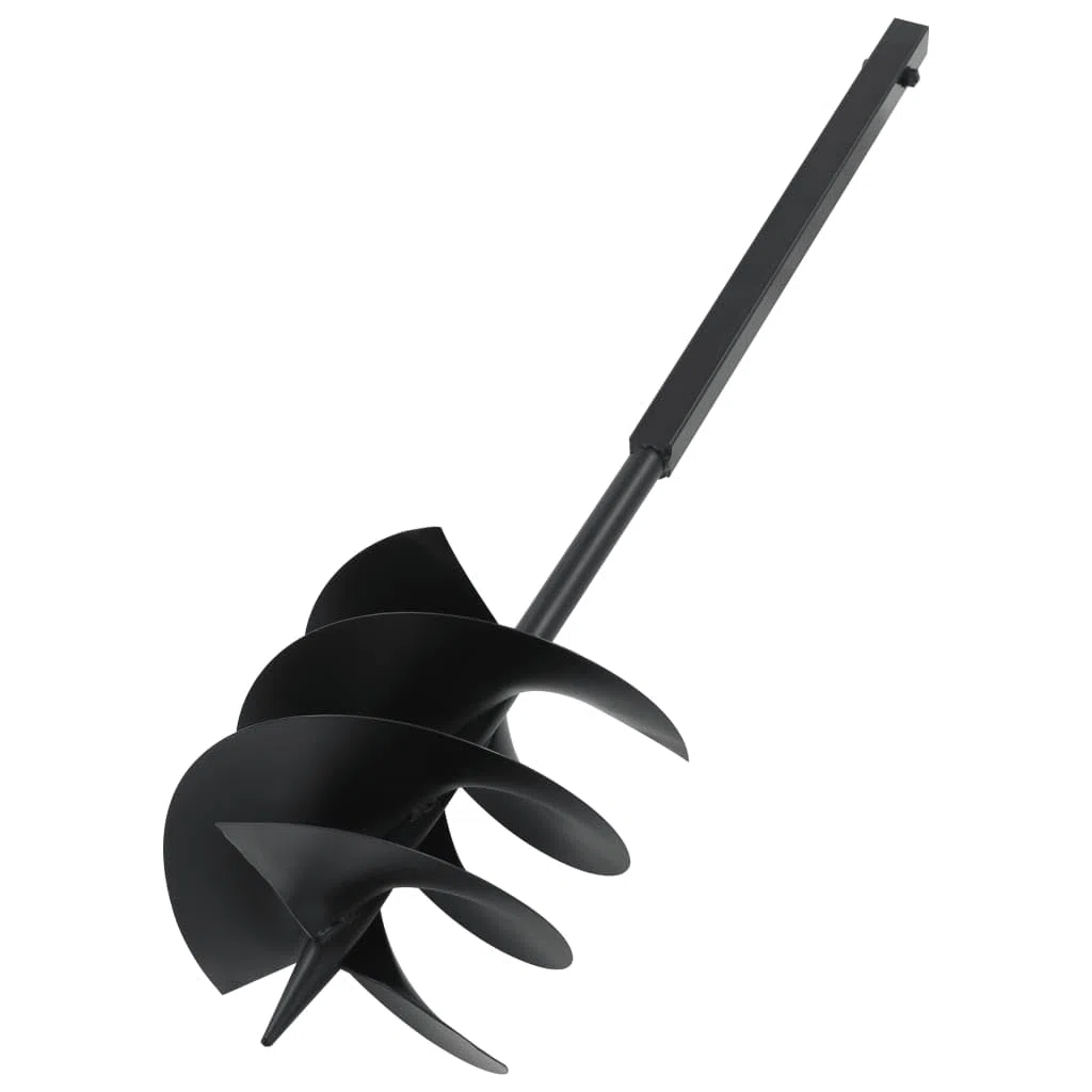 Trivella con manico in acciaio nero, 250 mm, punta elicoidale per terreno, giardino, aiuola, piante, trapano, trapano a mano, punta per radici e bulbi