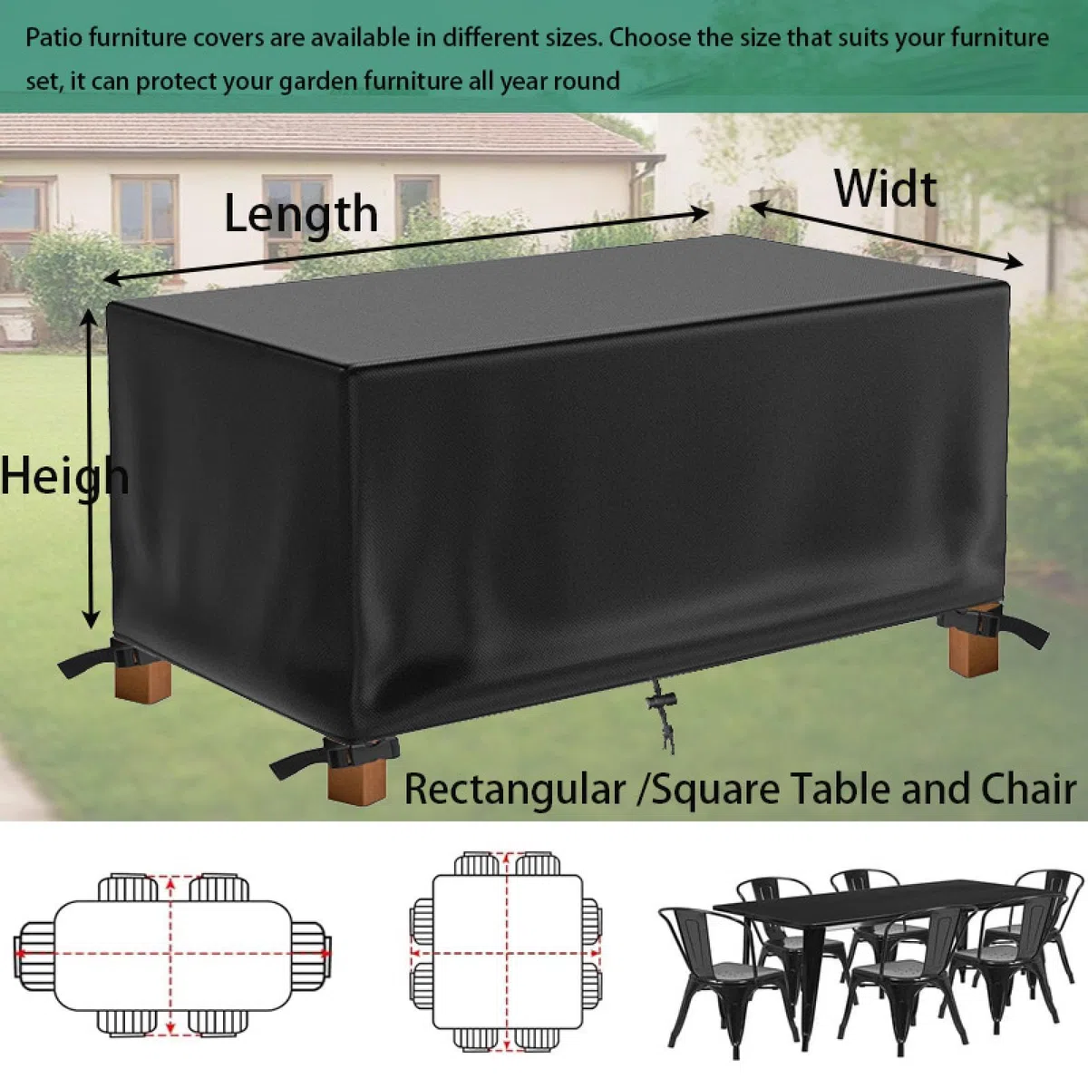 Coperture per Mobili Da Giardino Impermeabili 130x80x120cm/Lunghezza X Larghezza X Altezza Copertura Mobili Da Esterno,Telo Copertura Tavolo Esterno Impermeabile per Eventuali Mobili