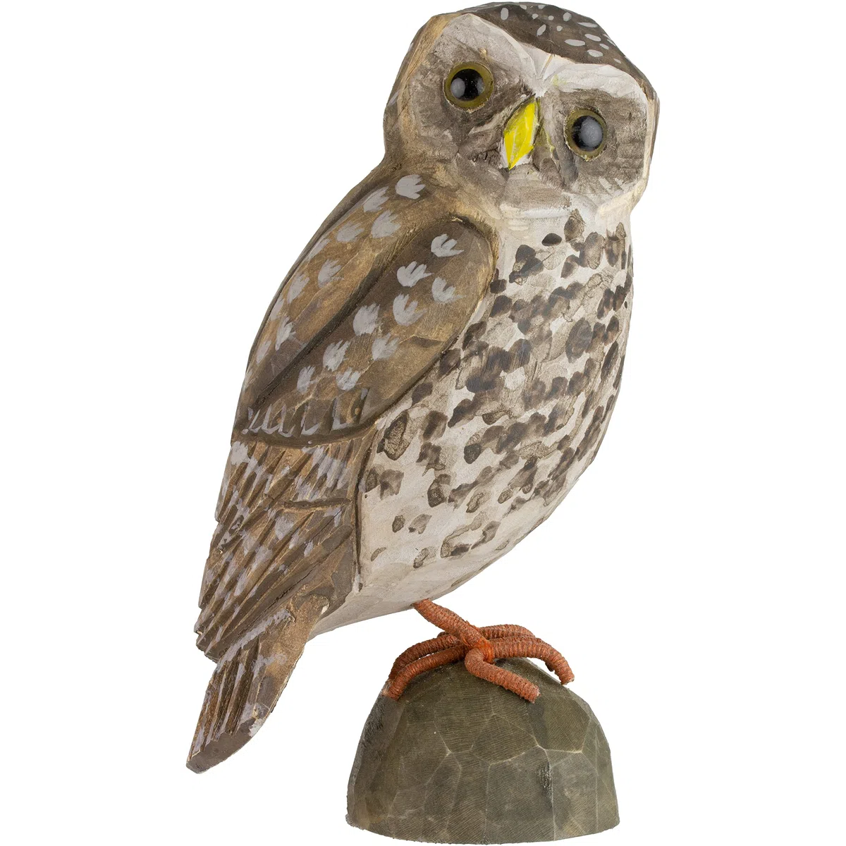 Wildlifegarden - Uccellino decorativo in legno intagliato a mano, per interni ed esterni, statuetta artigianale realizzata in Svezia, Little Owl