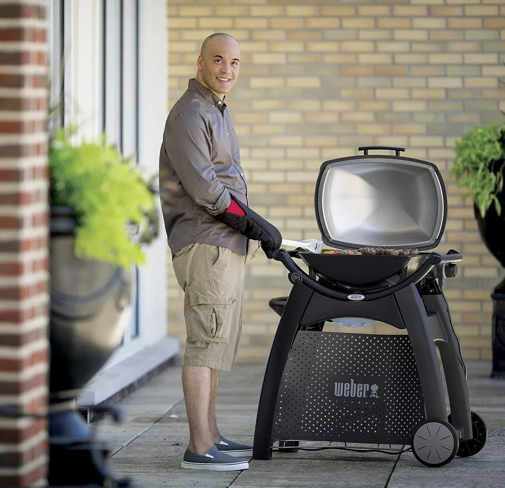 Weber Carrello Q | supporto con ruote per BBQ a gas serie Q 2000, ganci attrezzi, maniglia, vano accessori, 75,5x91x58 cm