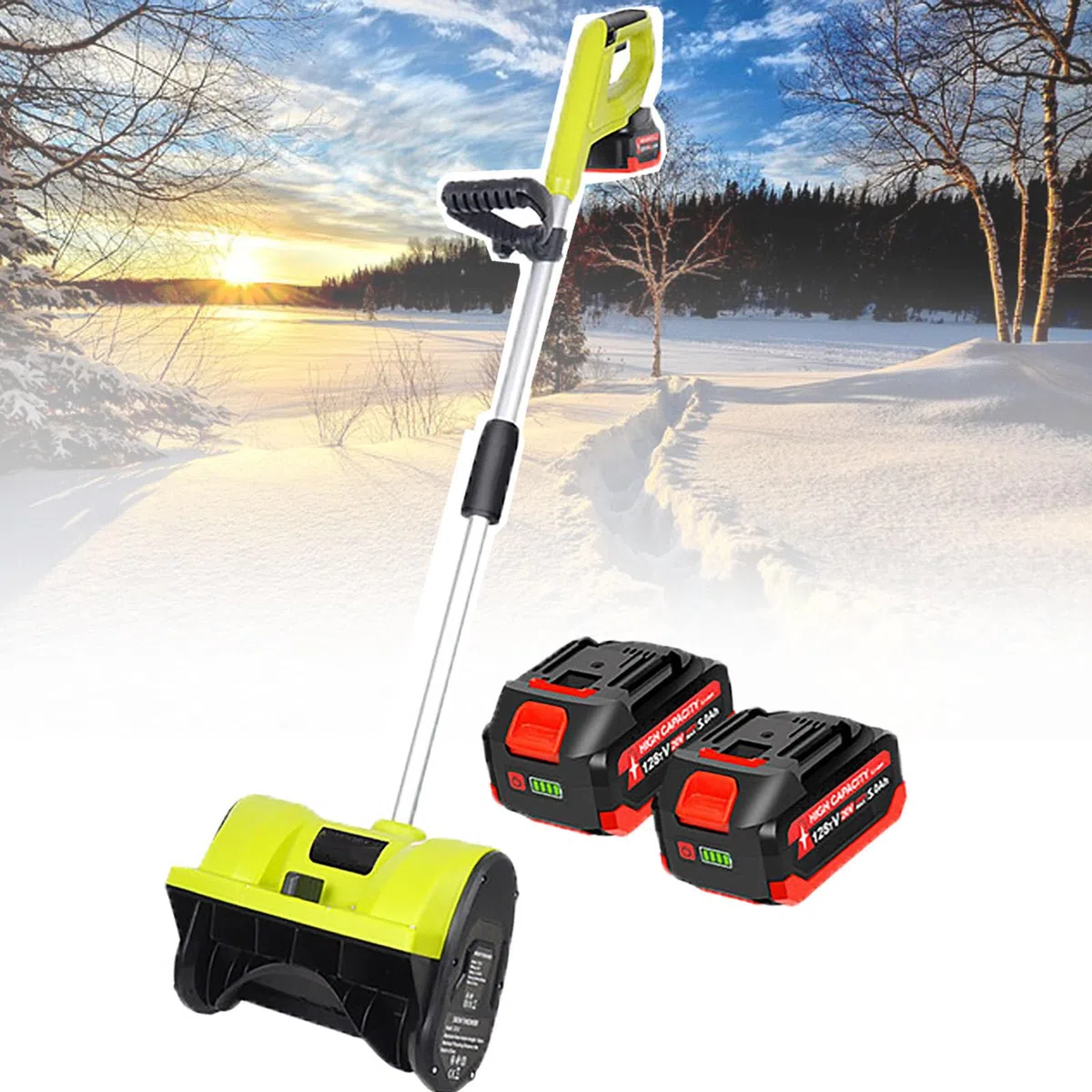 Spazzaneve Elettrico, Pala Elettrica Portatile Ricaricabile con Lancio a Lunga Distanza, Altezza di Lancio della Neve di 26 Pollici, per Cortili, Pareti Laterali, Portici
