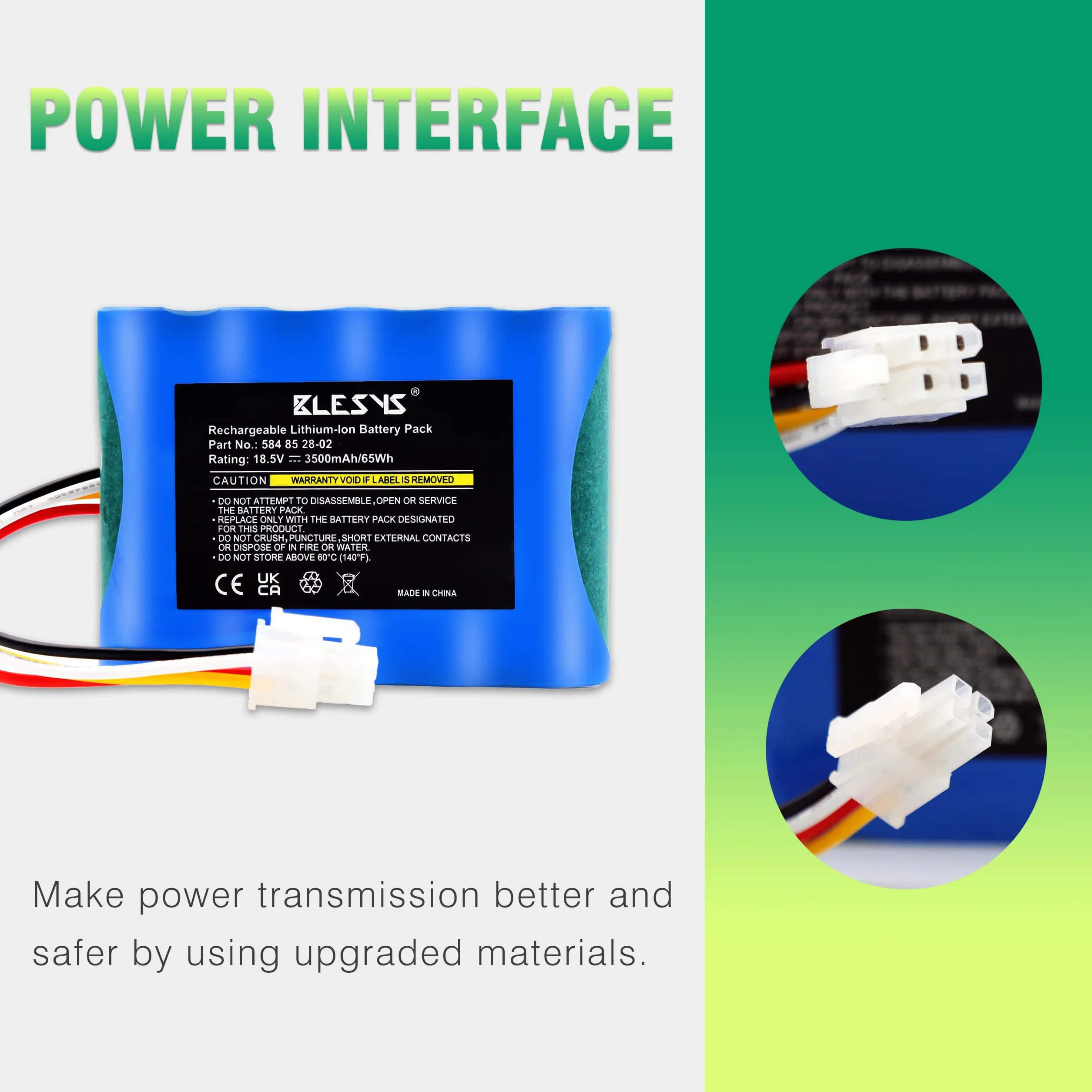 BLESYS 3500mAh Batteria per Husqvarna Automower 310 315 315X Robot Tagliaerba Batteria Modello 584 85 28-02 Compatibile con Gardena Sileno City 250 500 R100Li Sileno+ R130Li R160Li [18,5 V 65 Wh]