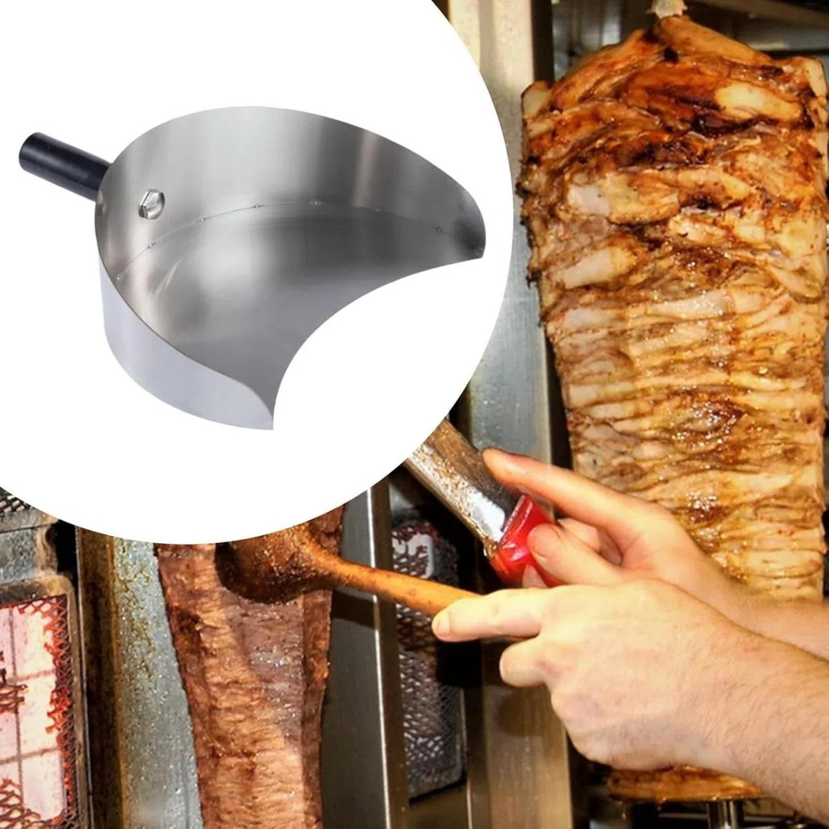 Döner - Paletta da 22,5 x 17,5 x 8 cm, in acciaio inox, per barbecue e kebab