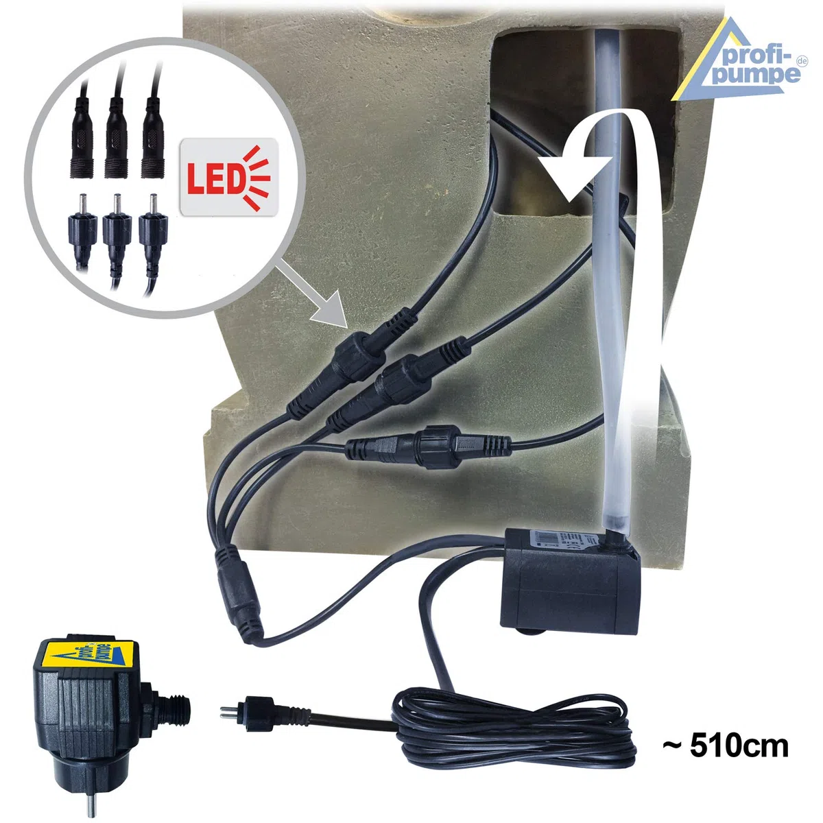 Fontana da giardino fontana decorativa fontana da interno fontana fontana FENG-SHUI con luce LED 230V fontana a cascata per giardino, laghetto da giardino, terrazza, balcone molto decorativa