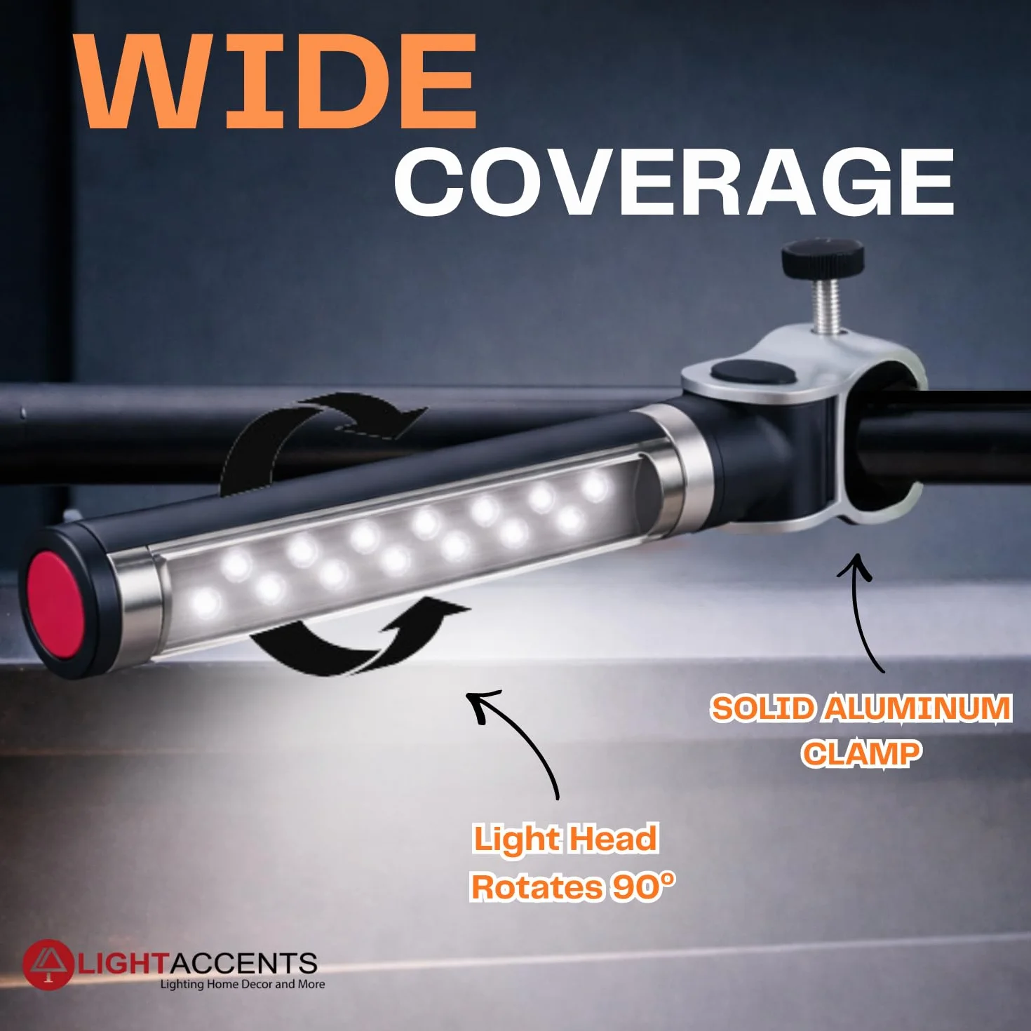 Light Accents - Luce per barbecue a LED, funzionamento a batteria, con morsetto in alluminio, luce per barbecue