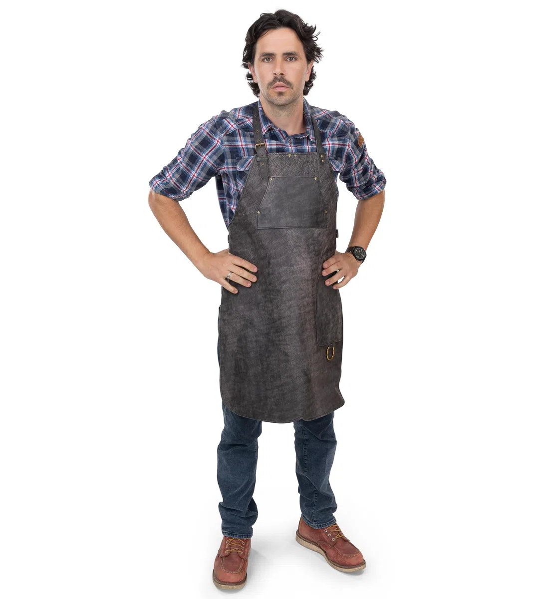 Angus Stoke Grembiule in pelle per barbecue - Grembiule in pelle pieno - Grembiule in pelle vintage - Grembiule per BBQ e cucina - Henry, marrone, Taglia unica