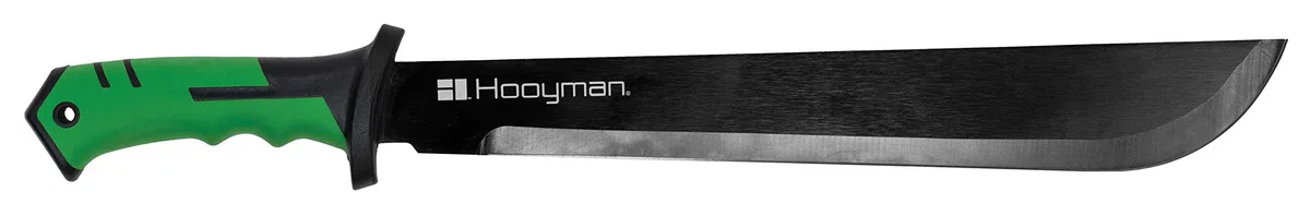 Hooyman Bush Machete with Heavy Duty Construction, Ergonomic No-Slip Handle and Belt Sheath for Gardening, Land Management, Bushcraft, Hunting and Outdoor, Black/Green