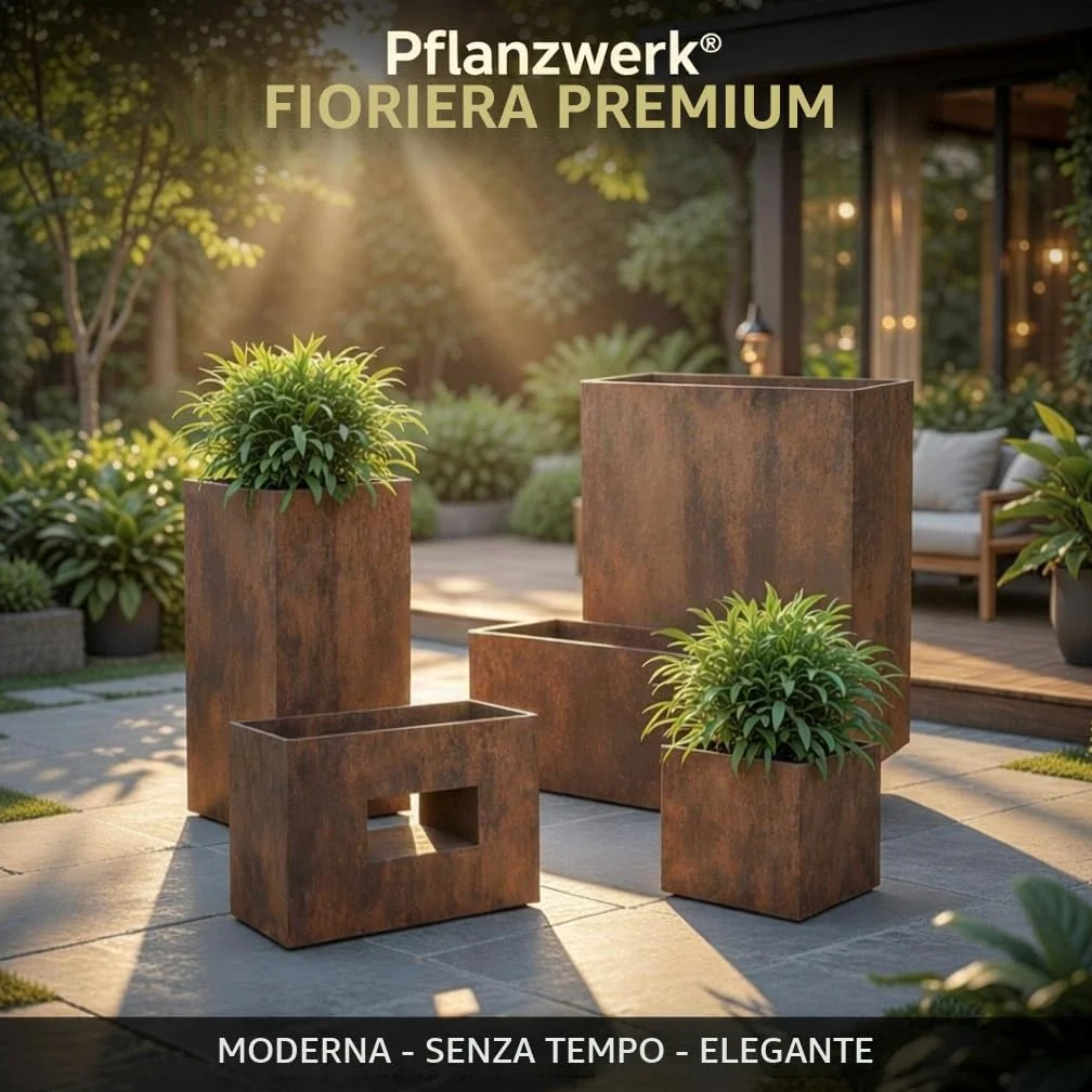Pflanzwerk® Fioriera Vaso per fiori Portavaso CUBE Ruggine Marrone 30x34x34cm *Resistente al gelo* *Protezione UV* *Europea di qualità*