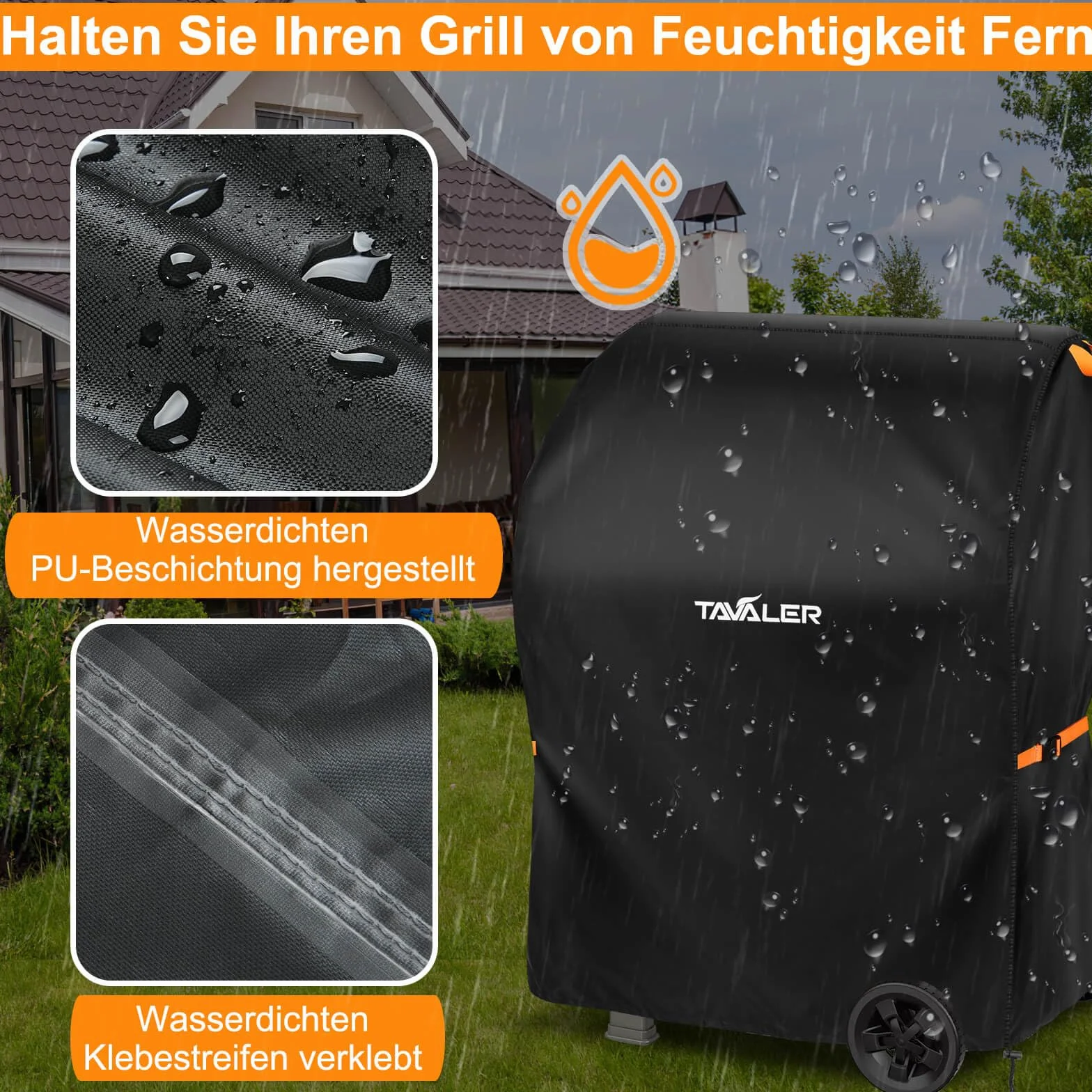 Tavaler Copertura per barbecue, resistente alle intemperie, 90 x 70 x 110 cm, in tessuto Oxford 420D, copertura per barbecue a gas, per Weber, Enders, Char Broil