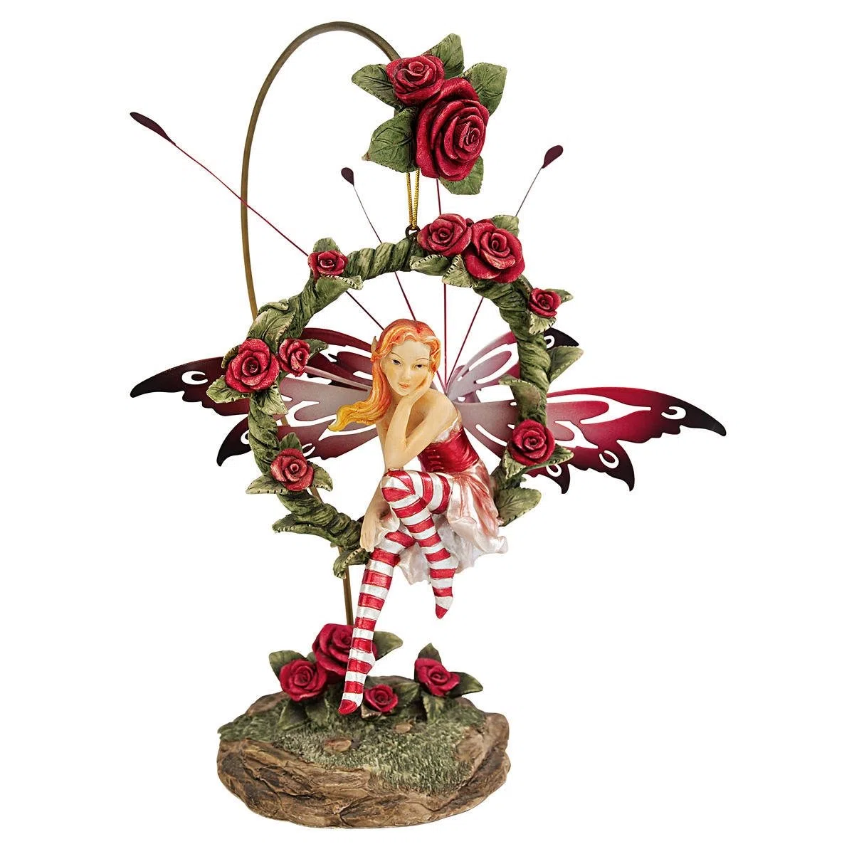 Design Toscano QS232882 Progetto Toscano Radiante Rosa Penzoloni Fata Scultura con Stand, Multicolore
