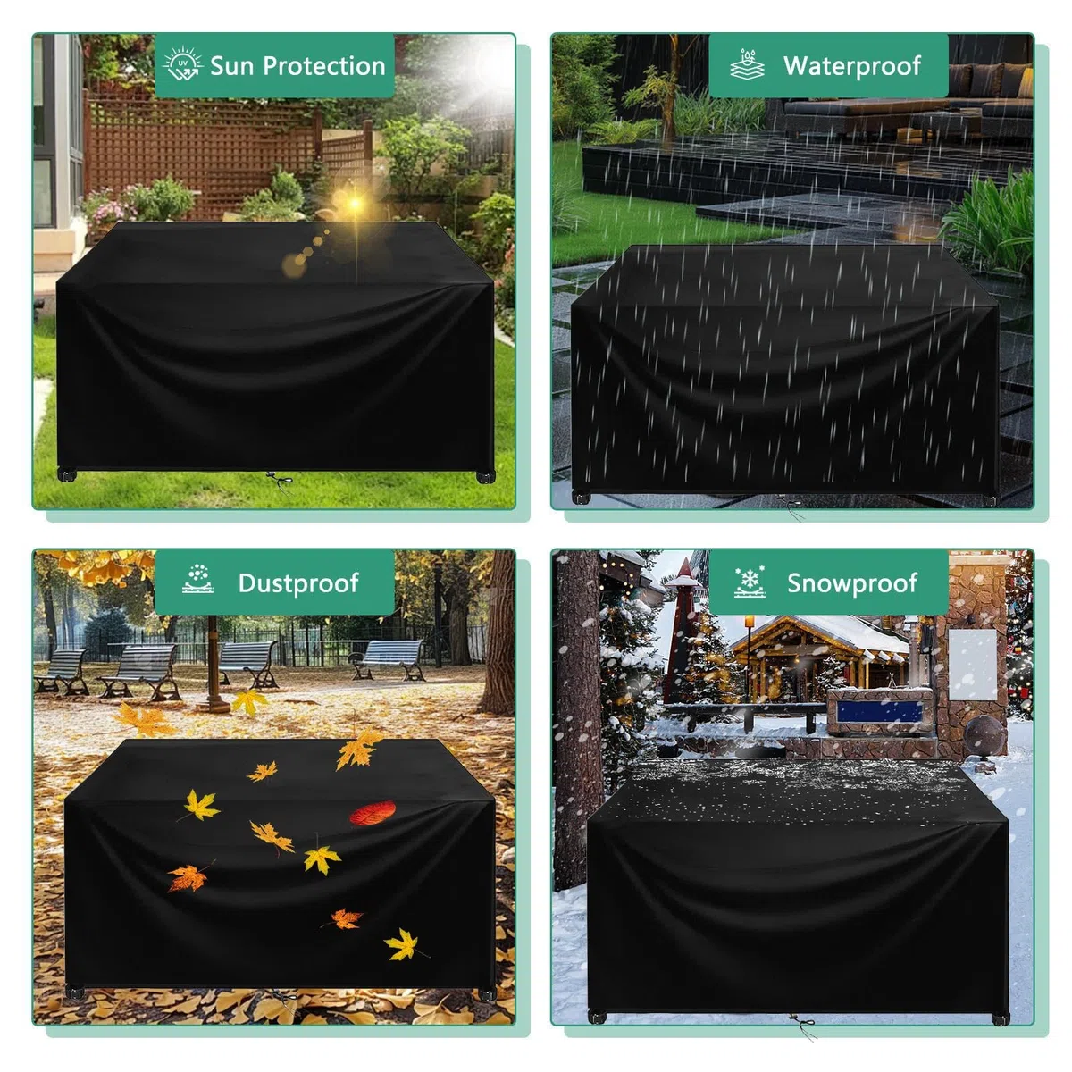 Copertura per Tavolo Da Giardino Impermeabile 210x90x40cm/LxWxH Coperture per Tavoli Da Giardino Esterno,420d Oxford Copritavolo Tavolo per Cortile Tavoli Sedie Anti-Uv