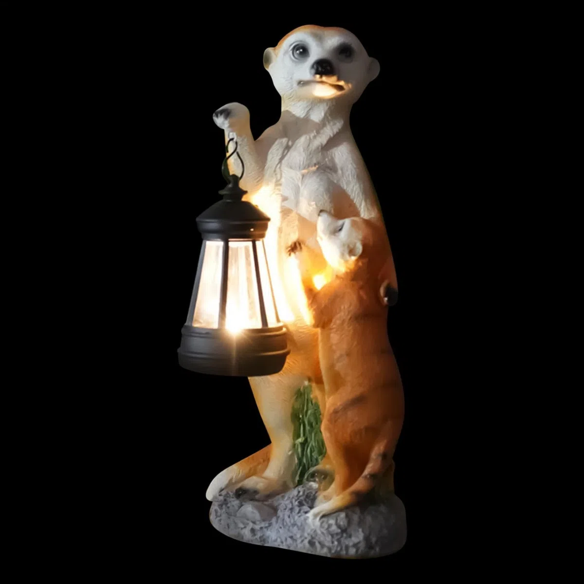 Suricato Decor Figurina Collezionabile Animale | Scultura d'Arte di Mamma Suricato e Piccoli con Luce Solare Decorazione da Giardino per Patio, Prato, Cortile, Balcone,