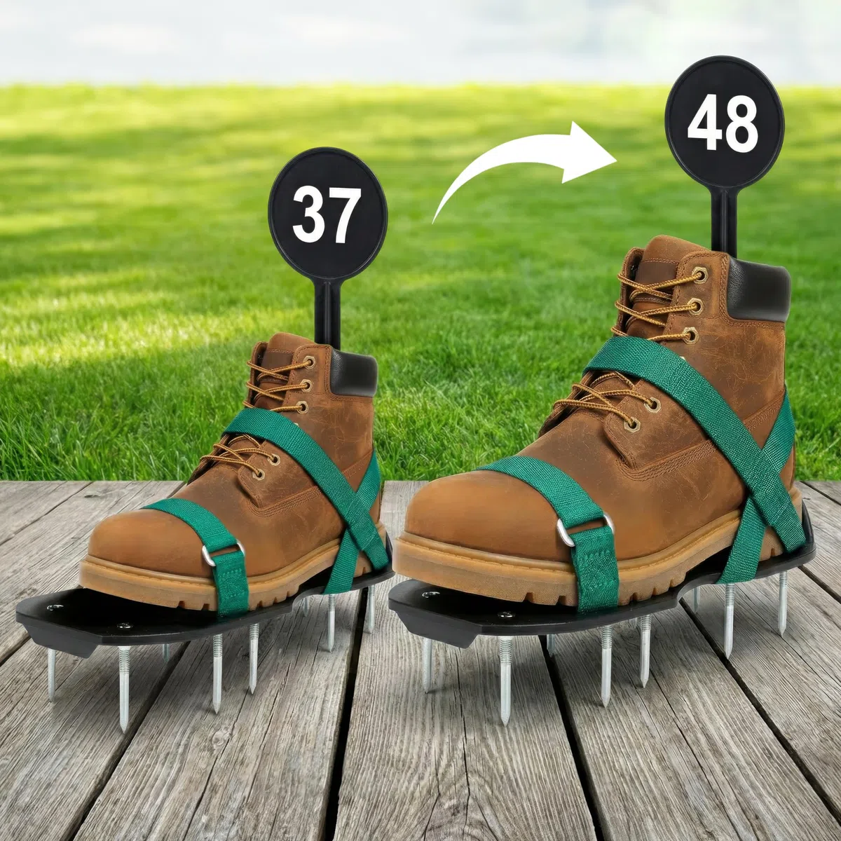 Sillar Scarpe Arieggiatore Prato 2 in 1, Scarpe Chiodate per Areazione Prato, Terreno e Giardino, Scarificatore Manuale con Chiodi 55 mm e 40 mm, per Pavimenti e Massetto, Taglie 37-48