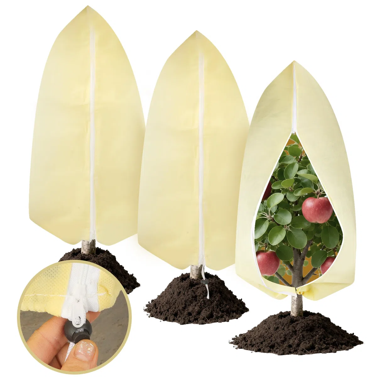 3 Pezzi Telo Antigelo Per Piante 180x120cm 85g/m², Tessuto Non Tessuto Per Piante con Cerniera, Telo Protezione Piante Inverno Riutilizzabile, Telo Copri Piante Inverno per Palme Olivo Giardino