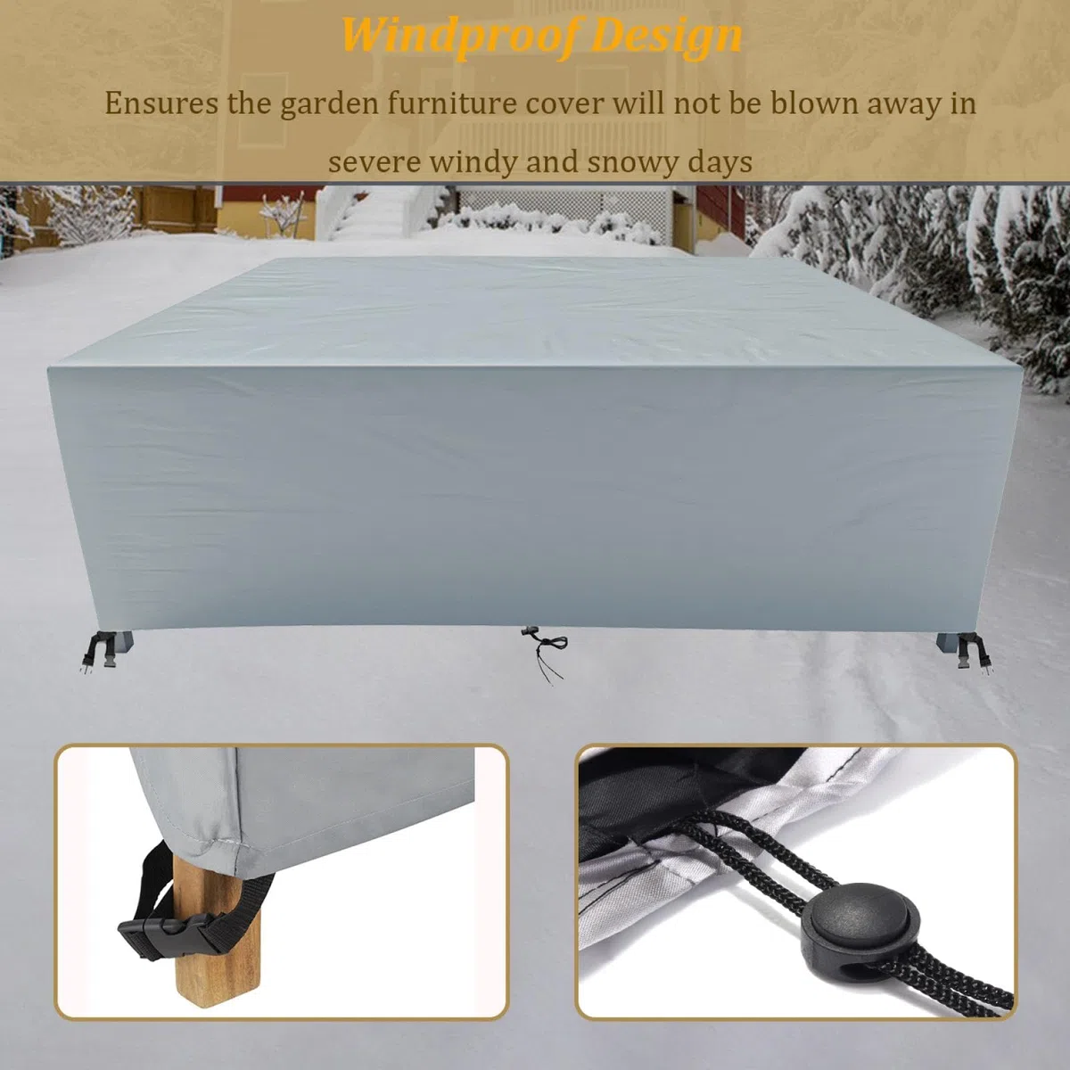 HNKDKJ Copertura Protettive per Mobili da Giardino in Rattan 205x75x65cm/LxWxH Panno 420D Oxford Impermeabile CoperturaTavoli e Sedie da Cortile Raggi UV, Resistente allo Strappo Copertura Tavolo
