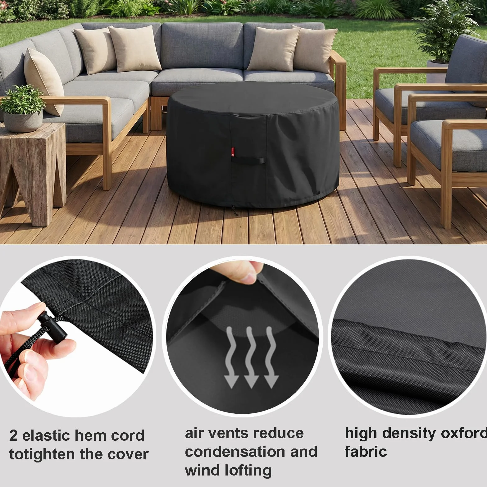SheeChung Copertura per braciere per falò Solo Stove | Ranger Surround – Impermeabile 600D Heavy Duty rotonda Patio Patio Tavolo Bowl Cover Shelter Nero (rotonda – 114 "D x 24 H) Adatto per braciere