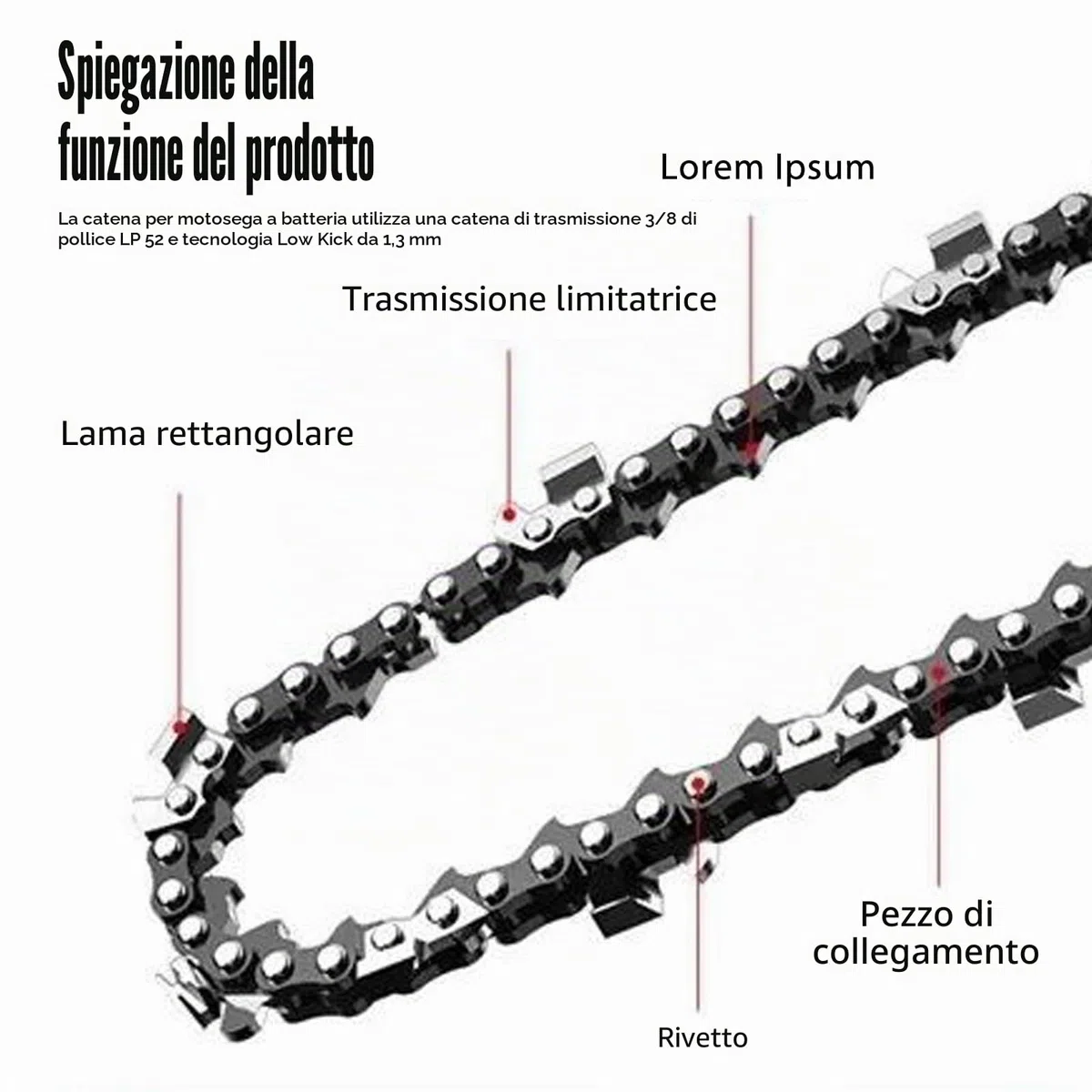 3 x catena motosega 35 cm, 3/8" LP 52 maglie calibro 1,3 mm – catena di ricambio antirimbalzo per guida da 14 pollici, compatibile con Husqvarna Dolmar Einhell Makita Hitachi Oregon