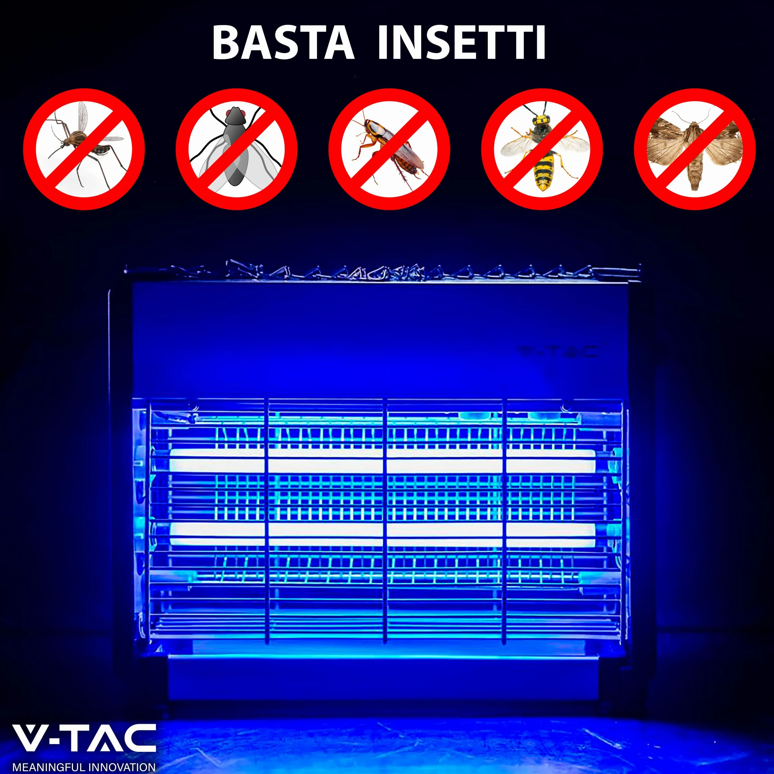 V-TAC Zanzariera Elettrica 16W con Area di Azione 50 m² - Design Sottile - Zanzariera con Luce Blu UV per Uso Interno ed Esterno - Trappola Elettrica contro Zanzare e Insetti - Potenza 16W