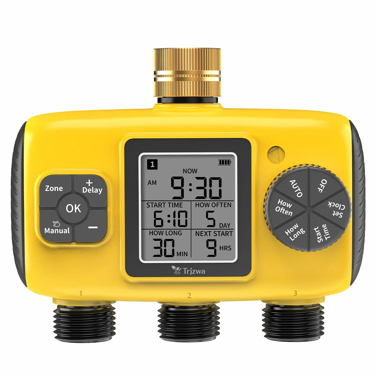 Computer per Irrigazione a 3 Uscite con Display LCD | Timer Programmabile con Controllo Indipendente, Ritardo Pioggia, Impermeabilità IP65 per Giardino, Terrazzo e Prato