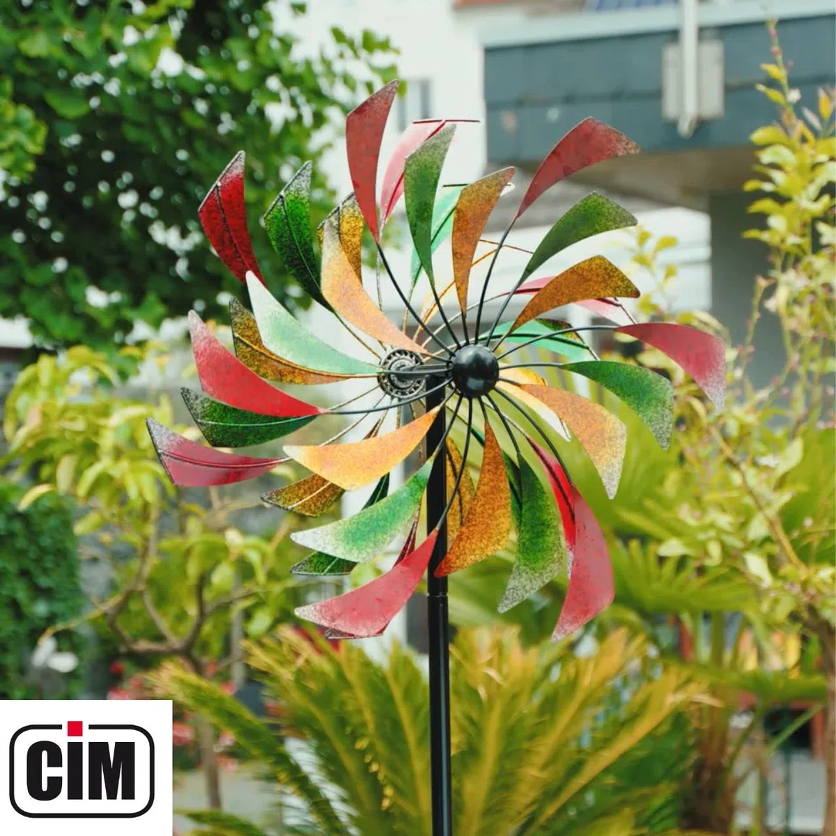 CIM Girandola in metallo XL – Kinetic Spinner 60 cm – Paddle – Dimensioni: Ø 60 cm, altezza totale: 195 cm, resistente alle intemperie – verniciato a polvere – eccezionale decorazione da giardino