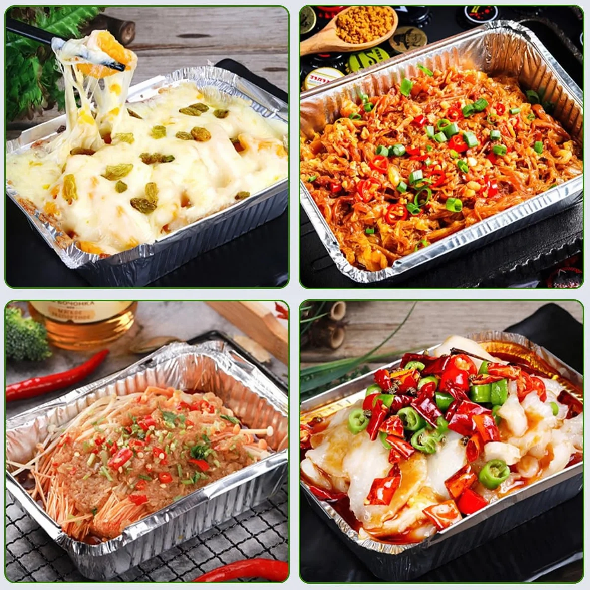 50 Pezzi Vaschette Alluminio, 1000ml Teglie Alluminio USA e Getta, Vaschetta Raccogli Grasso Barbecue Contenitori Alluminio, Contenitori Rettangolari in Alluminio per Trasporto di Cibo