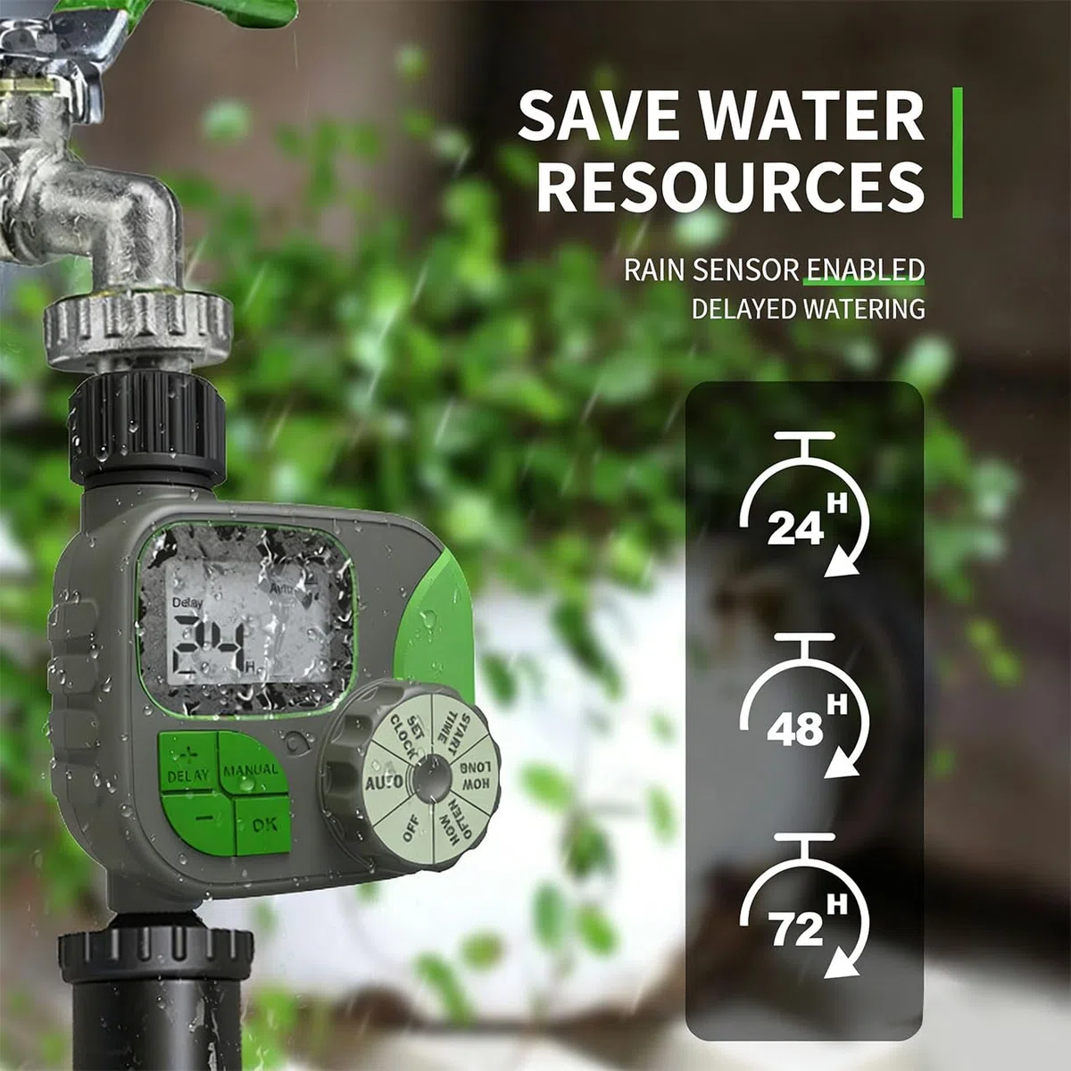 Temporizzatore automatico per l ' irrigazione del giardino con connessione europea per la cura della vegetazione all ' aperto e un controllo efficiente dei liquidi Dispositivo irrigazione facile da