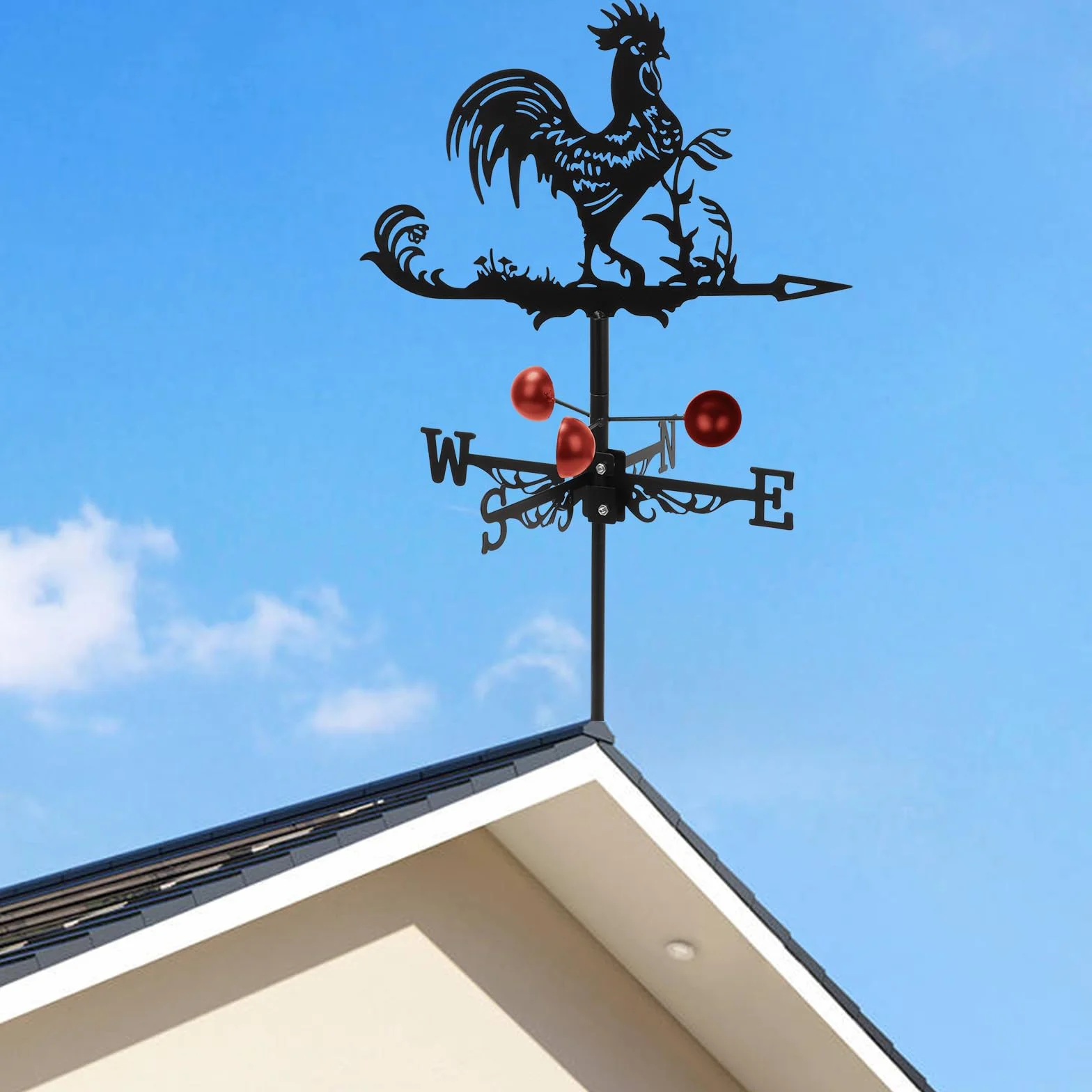 mumisuto Banderuola da Metallo, Segnavento con Gallo, Indicatore Della Direzione del per La Fattoria All'Aperto, Banderuola con Freccia Segna Vento, Accessorio Tetto e Giardino