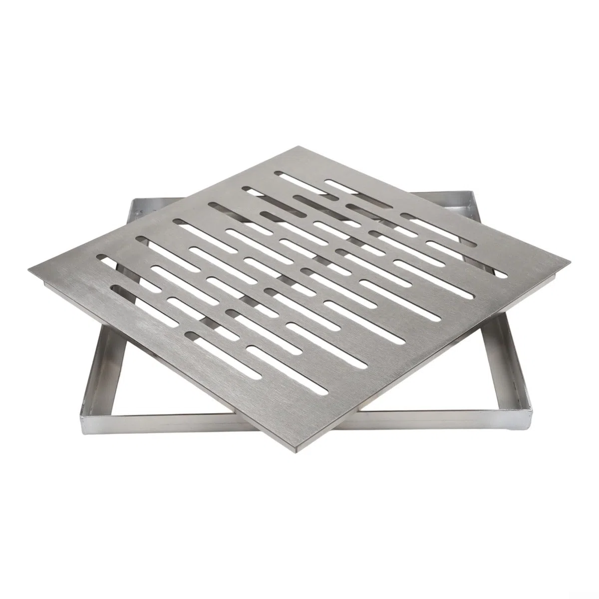Copertura rettangolare per scarico fognario esterno con telaio in acciaio inox, copertura di drenaggio per acqua rapida per interni ed esterni (300 x 300 x 20 mm)