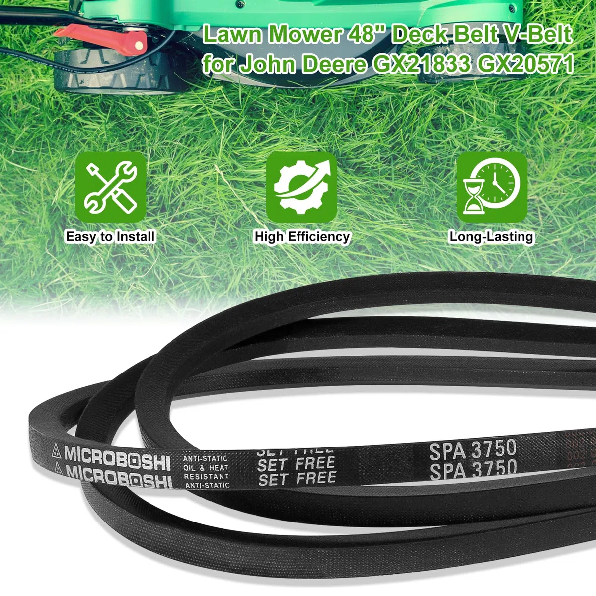 Cinghia trapezoidale per tosaerba, 122 cm, adatta per John Deere GX21833 GX20571 D140 D150 D160 L120 L130 LA130 LA140 LA145 LA155 LA165 X140 ecc