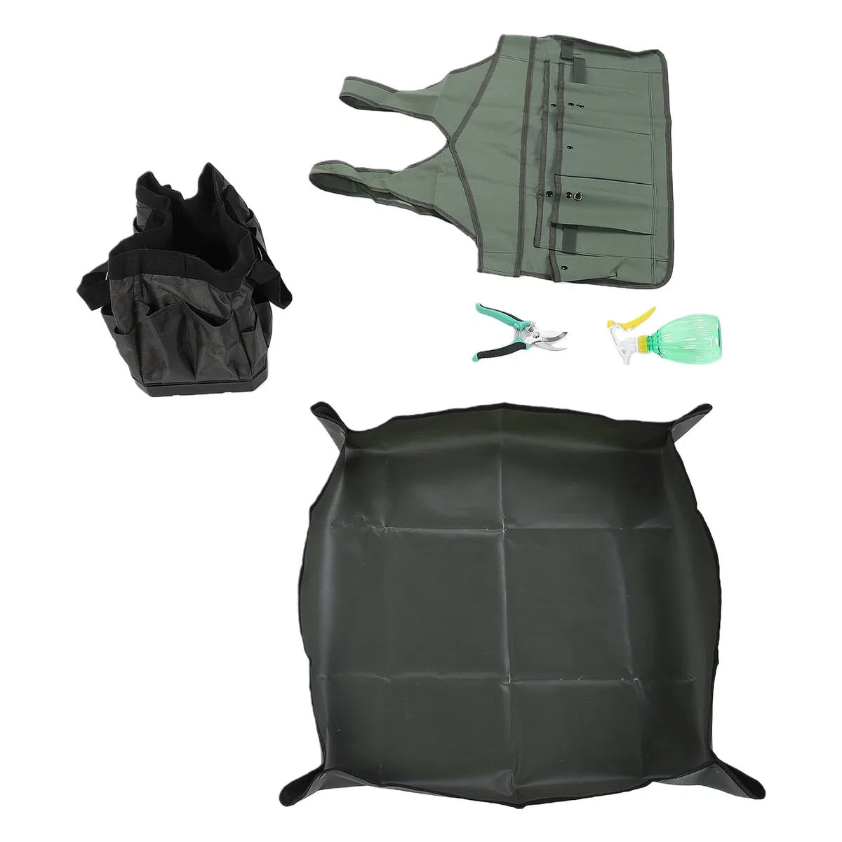 Hyuduo Set di 9 Attrezzi da Giardinaggio con Borsa, Grembiule, Imbottitura in Ginocchio, 5 Attrezzi, Impugnatura Ergonomica, Kit di Manuali da Giardino per Piantare, Diserbo,