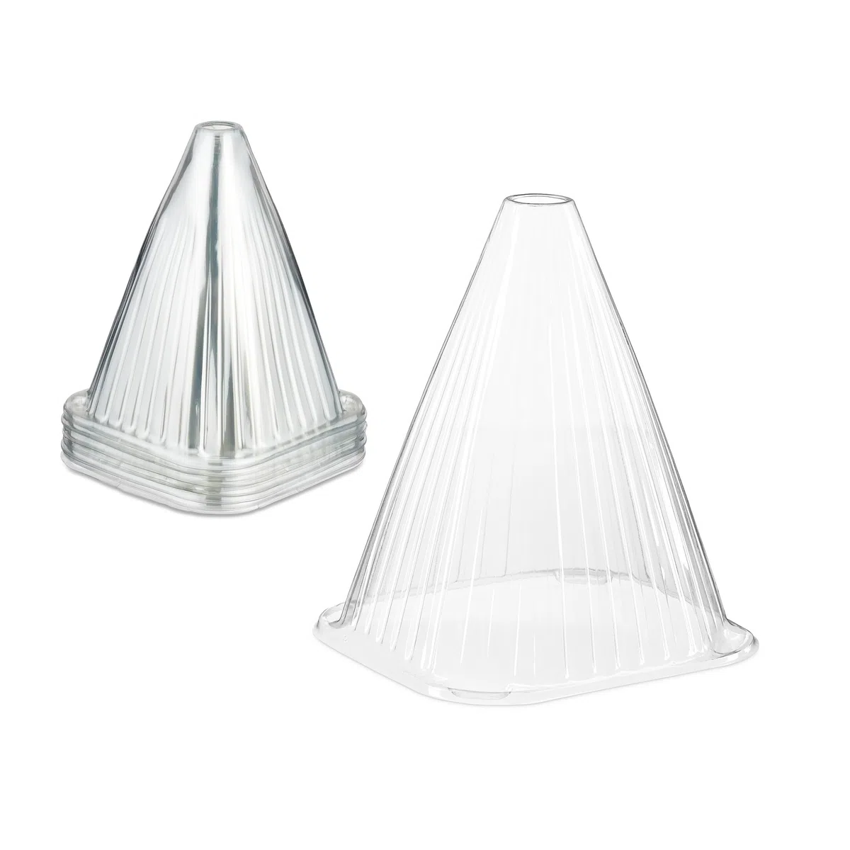 Relaxdays Protezioni per Piante, Set 32 Coni Protettivi Antilumaca e Anti Gelo, Piantine, 22x19x19 cm, PVC, Trasparente