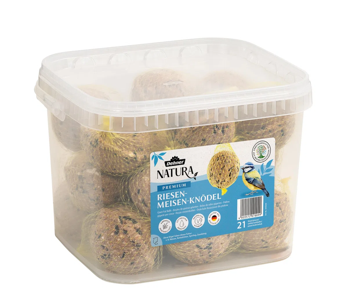 Dehner Natura Premium Mangime per uccelli selvatici, palline giganti di mangime, 21 pezzi (5,25 kg)