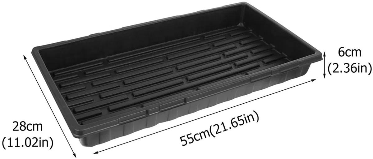 10 nero vassoi per coltivazione senza fori di scarico 54x28cm perfetti per piantine giardinaggio al coperto microverdi grano e altro terreno o idroponico