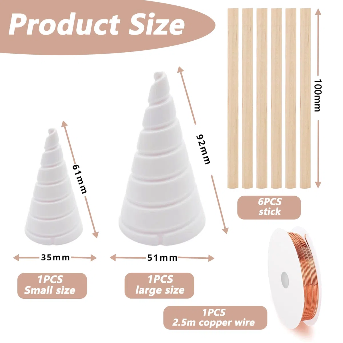 TREABEAR Multifonction Jig per Spirale Ighina Elettrocoltura, 2.5m Filo di Rame da Elettrocoltura, 2 Avvolgitori per Bobine Fibonacci, 6 Stecche per Piante La Coltivazione di Piante da Giardino