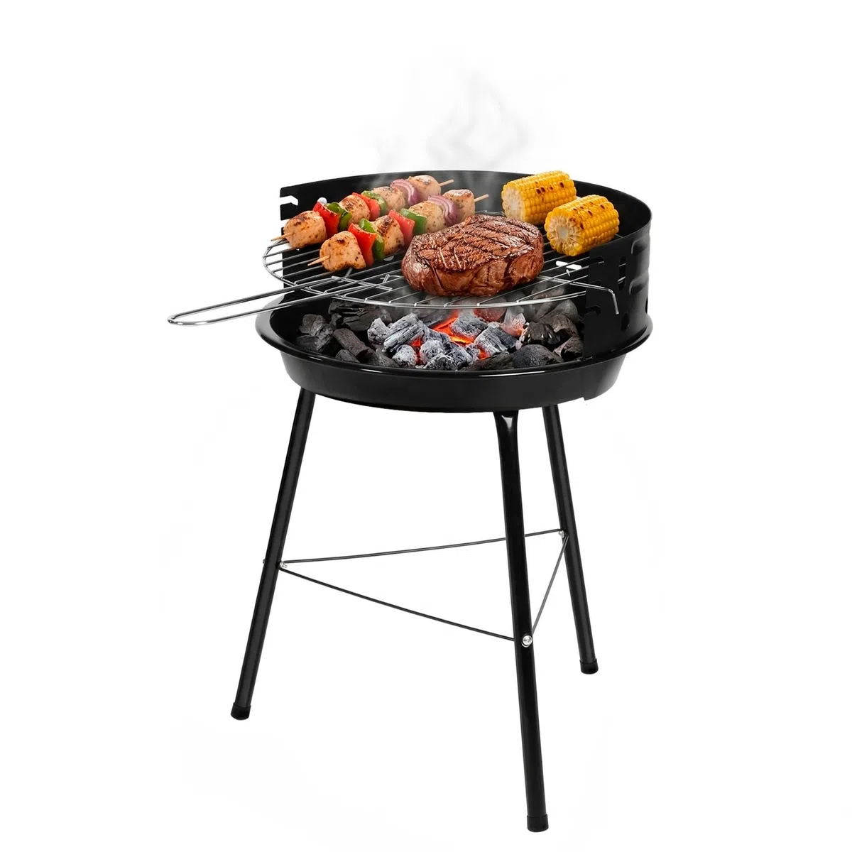 Amig - Barbecue a carbone - 33 x 35 x 56 cm - Nero - Realizzata in Acciaio - Giardino e patio - per terrazza e balcone con dimensioni adatte a spazi piccoli, uso pratico. Mod. AZKAR