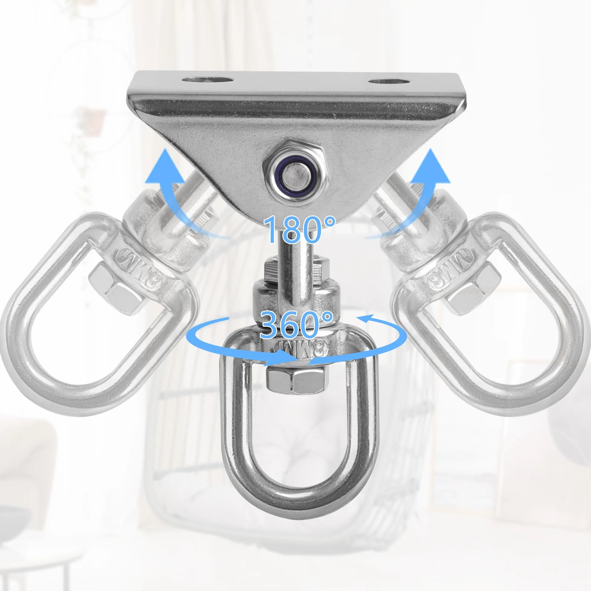 DesertBoy Gancio Soffitto in Acciaio Inossidabile Girevole a 360° Ganci Altalena Cuscinetto, 450 kg capacità Portante,Gancio per Altalena Sistemi per Appendere per Borsa a Punzoni per Yoga Aerea