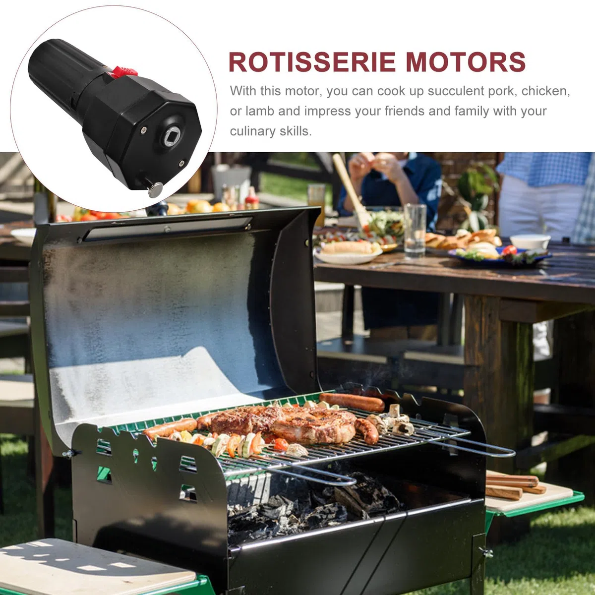 Motore per Girarrosto Elettrico 1,5v Dc Spiedo Rotante in Plastica Nero per Carne e Barbecue All'aperto Utensile Compatto e Resistente