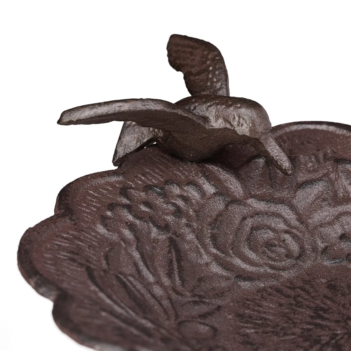 Relaxdays Fontana per Uccelli a Colonna, Decorazione da Giardino, Mangiatoia, per Uccelli Selvatici, H40 cm, Marrone
