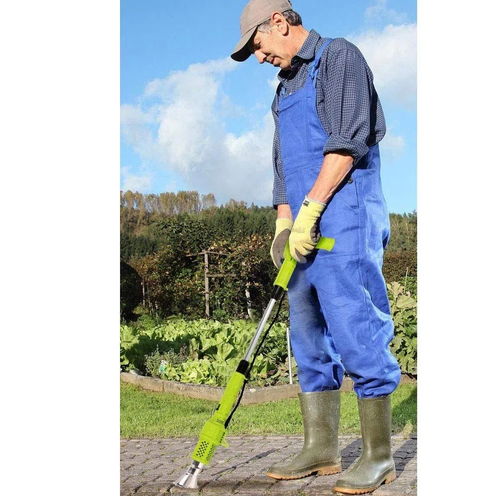 BAKAJI Bruciatore Erba Elettrico 2000W 230V Diserbante Termico Doppia Temperatura Selezionabile 80/600 Gradi con 2 Beccucci Intercambiabili Lunghezza 100cm Manutenzione Giardino Esterno, verde/grigio