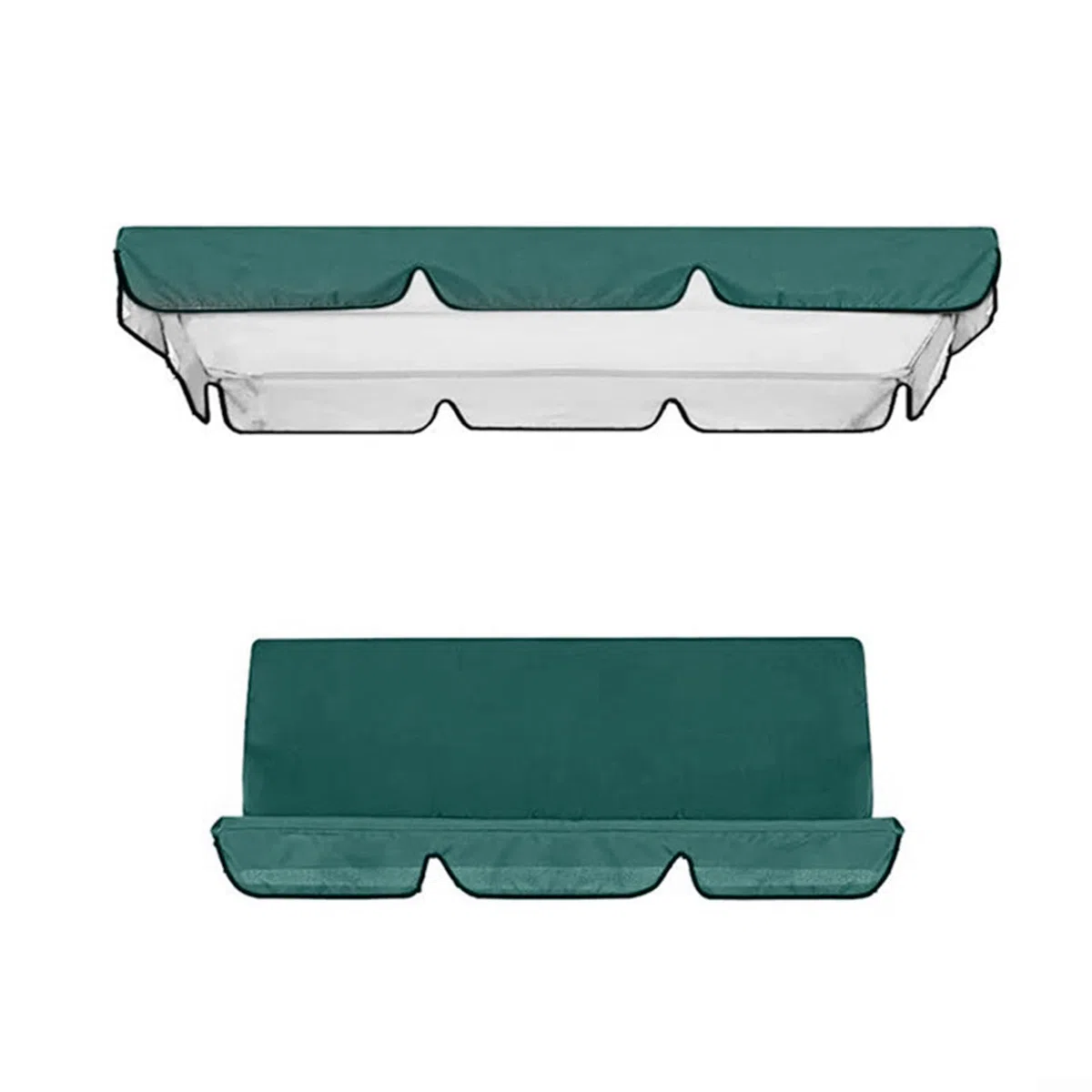 Set di ricambio per dondolo da giardino a 3 posti, con parte superiore e coprisedili in tessuto Oxford 210D, impermeabile, protezione solare e antipolvere per patio esterno (nero, 195 x 125 x 15 cm)