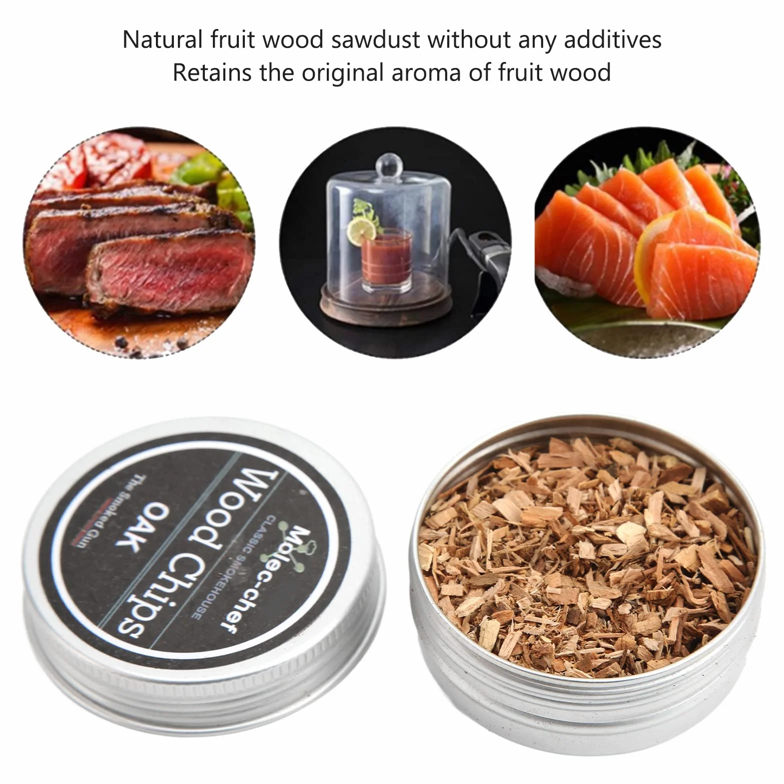 8 Gusti Trucioli di Legno per Affumicatura Naturale, Chip per Infusore di Fumo tra Cui Mela, Hickory, Faggio, Ciliegia, Pesca, Pera, Segatura di Quercia, Tronchi Misti, Patatine per Cocktail, Bevande