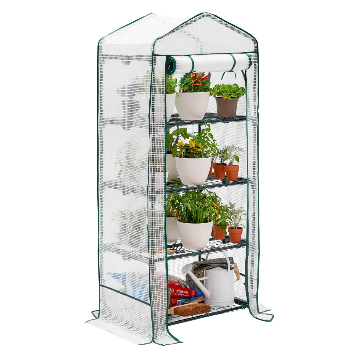 Serra Verticale da Giardino: La Soluzione Ideale per Coltivare Piantine, Pomodori, Cetrioli e Talee di Semi - 4 Livelli con Ripiani in Filo Metallico - Facile da Montare - Dimensioni 69 x 49 x 160 cm